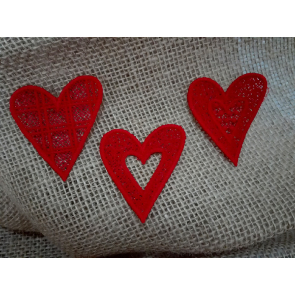 Lace Red Hearts Decorations